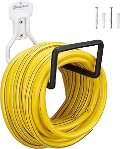 Kingsyard Garden Hose Holder Wall Mount - Heavy Duty Water Hose Reel for Outside, Metal Hose Storage Hanger for Yard. White