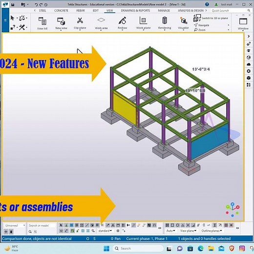 Tekla_Structures_2024 - new features - Compare parts or assemblies #beginners #detailing #tekla