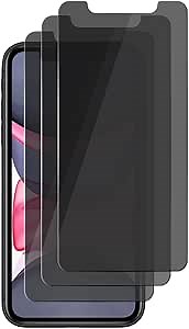3 Pack Privacy Screen Protector For iPhone XR (6.1") / iPhone 11 (6.1") Anti Spy Private Tempered Glass