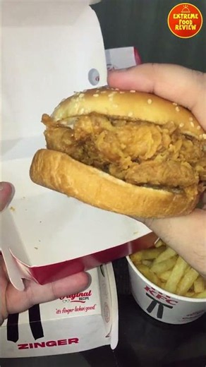 🍔 KFC Zinger Burger + 🍟 Fries Bucket + 🍗 Crispy Chicken Piece | Ultimate KFC Feast! #shorts