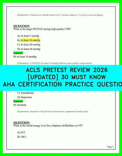 ACLS PRETEST REVIEW 2026 UPDATED 30 MUST KNOW AHA CERTIFICATION PRACTICE QUESTIONS VIDEO 2026 AHA