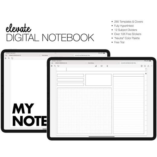 Digital Notebook | Elevate Landscape | 285 Templates | 12 Subject | for Goodnotes (neutral Color) - Etsy