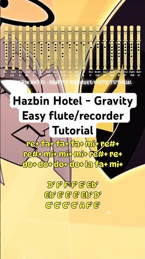 Hazbin hotel - Gravity flute/recorder easy tutorial #hazbinhotel #amazonprime #flute
