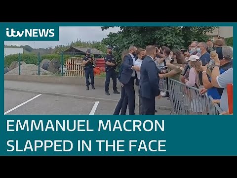 Two arrested after French President Emmanuel Macron slapped in the face | ITV News