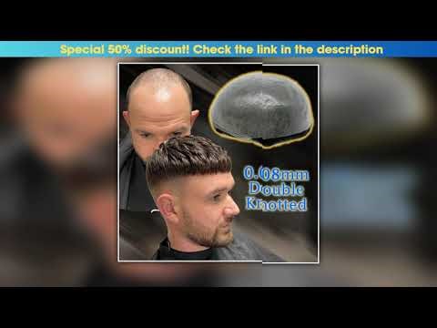 008mm Thickness PU Poly Base Double Knotted Toupee Human Hair Durable Time Long Lifespan Mens