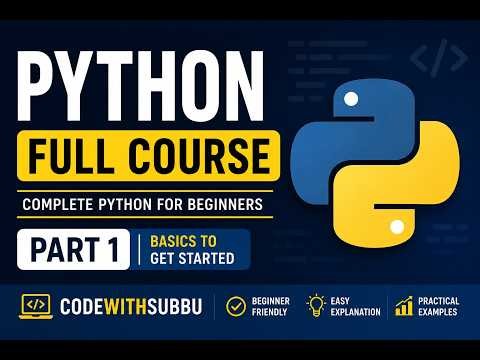 Python Full Course for Beginners 🐍 | Part 1 | Learn Python from Scratch | CodeWithSubbu1 #python