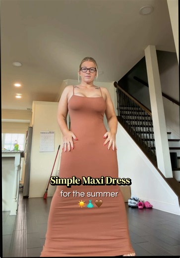 Love love love this sculpting maxi dress 🤎 So easy, lightweight, & full coverage 😍 #tiktokshop #tiktokshopfinds #SummerVibes #newdropsforyou #dresses