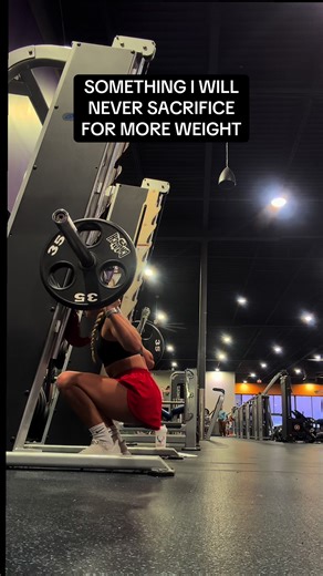 You’ll never catch me sacrificing my depth for more weight on any kind of barbell squat or smith machine squat. Yes, as I go to failure this will happen, but 7 reps must be deep for me and my hip joints. Alternatively when I load my squats, I will sacrifice my depth on the hack squat where I can load heavy and controlled. Personal preference, doesn’t mean any way is wrong. Progressive overload is done how you feel best. For me, that’s on the hack squat where normal squats I keep my depth with lo
