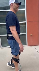 With the assistance of the NewGait, Nate is able to walk with a more fluid gait pattern. The attached bands support the muscles in clearing the toe, promote a proper heel-to-toe strike, and assist the larger muscle groups in the leg for improved performance. A key benefit of the NewGait system is its ability to be personalized with different bands tailored to each individual's specific needs to help improve gait mechanics. | Bridging Bionics Foundation