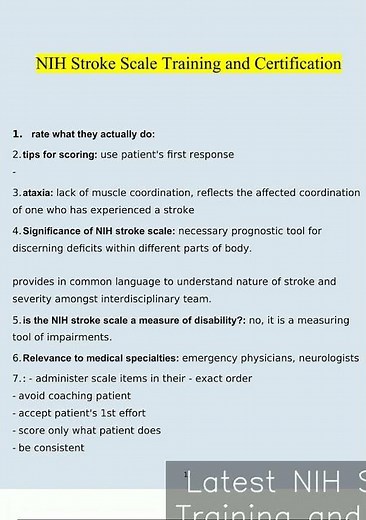 Latest NIH Stroke Scale Training and Certification Complete Updated 2946 video