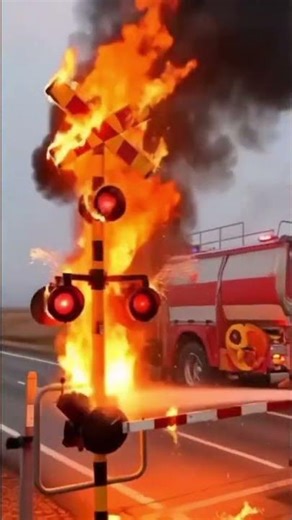 Palang Pintu Perlintasan kereta api terbakar