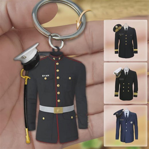 Personalized Military Uniform Keychain, Custom Name Military Keychain - Etsy