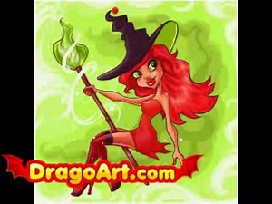 How to draw a witch, step by step
