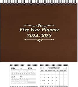 5 Year Calendar Diary 2024-2028 Monthly Schedule Organizer 5 Year Journal 5 Year Calendar Planner for Man and Woman (Coffee)