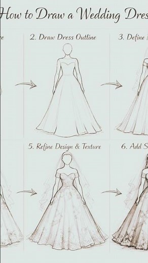 How to draw a beautiful wedding dress 🥻🥻