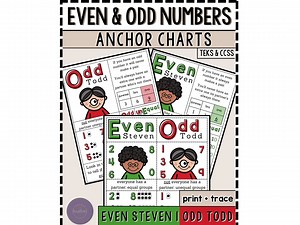 Even & Odd Numbers Printable Anchor Chart Templates, Even Steven, Odd Todd Anchor Chart Templates, DIY Printable Anchor Chart Templates - Etsy