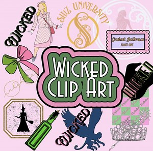 Wicked Clip Art/ Wicked Movie Clip Art Graphics Including Glinda, Elphaba, Flying Monkeys, Shiz Logo, Wicked Logo and More - Etsy
