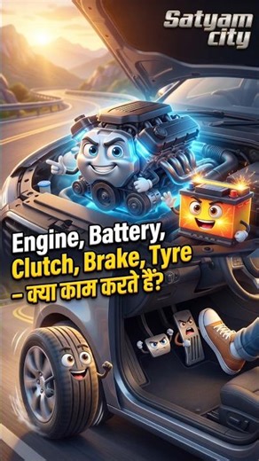 Talking Car Parts 🚗 | Engine, Battery, Clutch, Brake & Tyre Explained in Hindi #CarParts #shorts