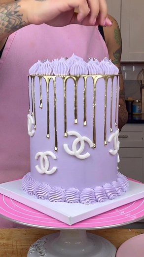 Purple and Gold Chanel Themed Birthday Cake Ideas
