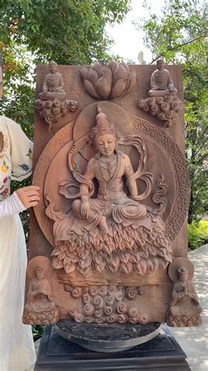 🪷 Celestial Bodhisattva Wood Carving ✨ #buddha #statue #wood #wood statue#wood art#workout #artwork