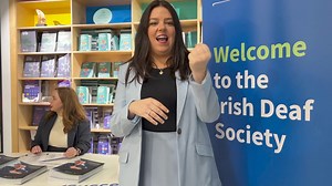 Today, at the IHREC building for the launch of the report 'Breaking the Barriers: A study of Deaf people’s experience of employment discrimination' by Dr. Noel O'Connell. There will be three important presentations and a good number of attendees. We are so excited to see how the launch goes! #BarrierBreakers #deafaccess #discrimination #islvideo | Irish Deaf Society