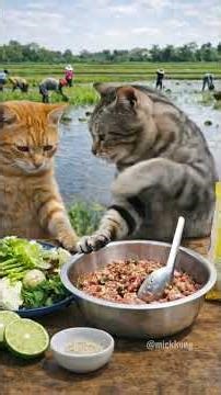 กินก้อยเนื้อแซ่บๆ #funnycat #แมวตลก #cartoon