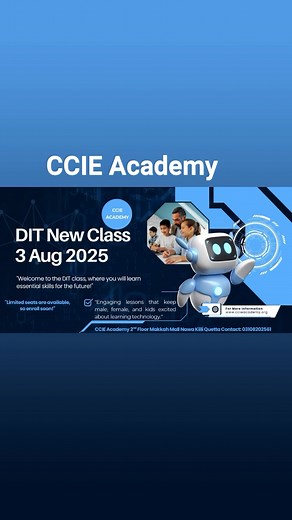 📢 New COMPUTER CLASS Starting at CCIE Academy! 💻🎓 🚀 Launch your IT career with CCIE Academy’s Certified Computer Class, guided by experienced and certified instructors. 🎯 Designed to build foundational to advanced skills, this course is ideal for students, job seekers, and tech enthusiasts! 🌐 Learn from a competent authority and gain practical knowledge in the latest technologies, including: MS Office 🧾 Windows OS 🖥️ Internet Basics 🌍 Email & Cloud 📧☁️ Typing Speed Practice ⌨️ IT Aware