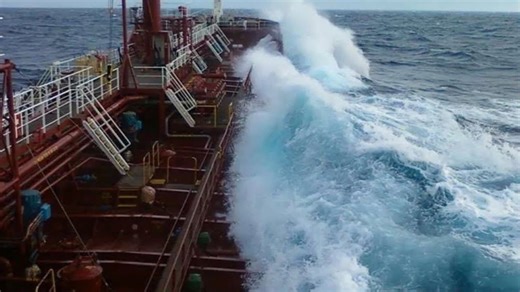Boarding ship at sea in rough weather