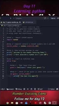 I Built a Number Guessing Game in Python | Day 11 of 100 Days of Code 🚀💻 #100daysofcode #python