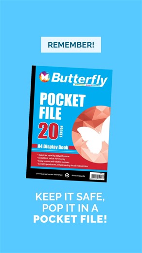 School’s out, the holidays are here! Time to relax, play, and enjoy the sunny days. But before you kick back, don’t forget your Butterfly Pocket File, perfect for keeping report cards, stationery lists, and other important documents safe and neatly tucked away. This holiday, relax knowing everything important is organised and ready for the new school year! #ButterflyProducts #PocketFile #WinningWithButterfly | Butterfly Products