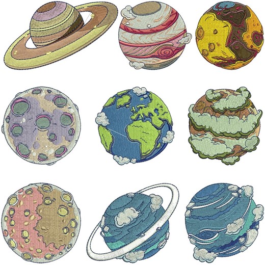 Planets Embroidery Design, Solar System Embroidery,space Embroidery,galaxy Embroidery, Moon and Planet Embroidery, Machine Embroidery Design - Etsy