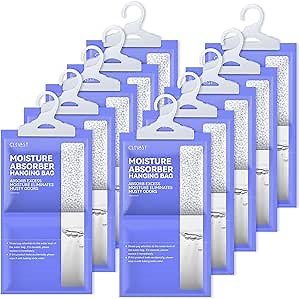 CLEVAST Moisture Absorbers Packets 10 Pack, Dehumidifier Bags for Closet, Unscented Hanging Humidity Absorber in Wardrobes, Bedrooms, Bathrooms(Net Wt. 230g/Pack)