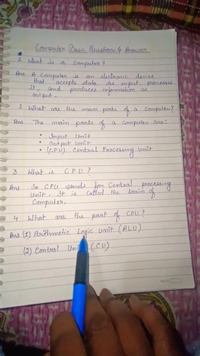 4. What Are The Part Of CPU ? ||Computer basic questions and answers|| @Sapna_Marandi_89 #bca