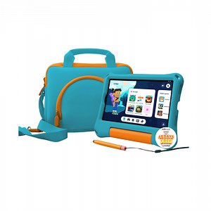 onn 8" Kids Tablet Bundle, Aqua (2024 Model) with Bonus Storage Bag, Screen Protector, Stylus, and Shoulder Strap