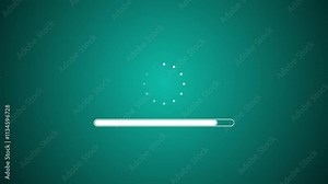 Minimalist loading screen animation with circular spinner and progress bar on gradient background