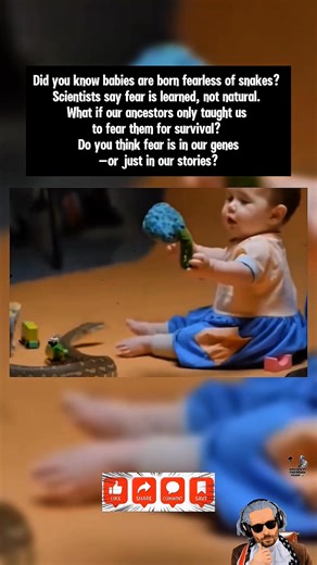Humans are naturally afraid of snakes—but science tells a different story. 🐍 Babies aren’t born fearing them at all. In fact, studies show infants don’t react with fear when first shown snakes. That means our fear isn’t hardwired—it’s taught. Anthropologists believe this survival lesson came from our ancestors, who lived in close contact with venomous reptiles. Over generations, stories, warnings, and cultural symbols reinforced the idea that snakes were dangerous, until fear became second natu