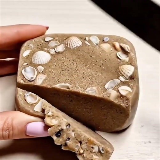 ASMR Coastal Calm: Ocean Sand Soap & Embedded Shell Reveal