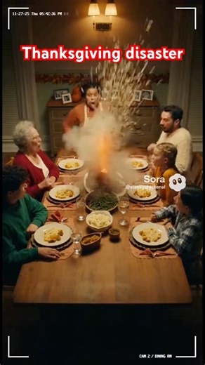 Thanksgiving Disaster #turkey #disaster #explosion #funny #unexpected #prank #sora #bomb #funnyai