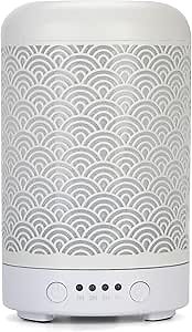 Essential Oil Diffuser Metal Diffuser 100 ml Ultrasonic Timer Night Lights and Auto Off Function Humidifier Aromatherapy Diffusers for Bedroom Home