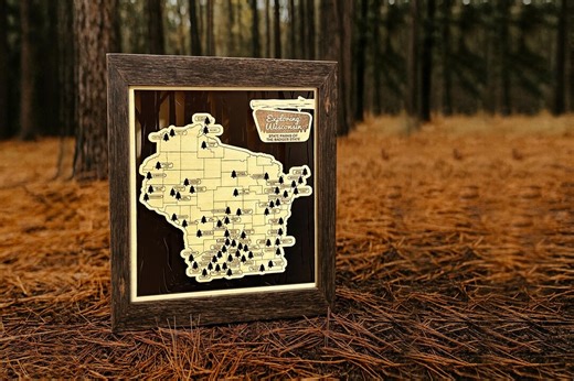 Wooden Wisconsin State Park Map - Personalized Hiking Art - Etsy