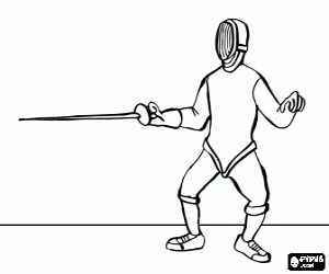 The fencing athlete is ready coloring page printable game