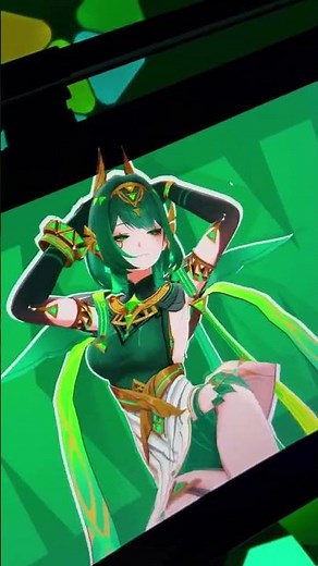 cute anime girl dance in this green 💚 pc setup .wallpaper 4k best technology for decoration