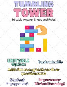 Tumbling Tower Game - Editable, Printable, Customizable