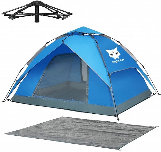 Night Cat 2-4 Person Pop Up Camping Tent | Waterproof & Instant Setup