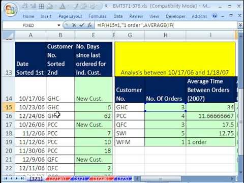 Excel Magic Trick 371: Average Time Between Customer Orders AVERAGEIF & AVERAGE IF