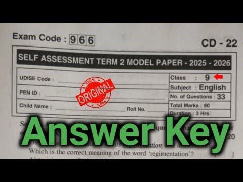 💯Ap 9th English self assessment Term 2 model paper answer key 2026|9th class Sa2 English 2026 answer