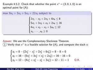 V4-12. Linear Programming. The Complementary Slackness Theorem. part 2.