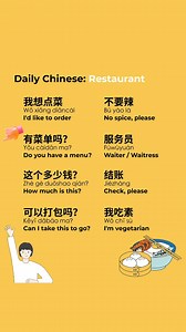 Daily Chinese: Restaurant - learn useful vocabulary before ordering food! Follow us to learn Chinese with pleasure Try our beginners friendly app NihaoGo - available now on the App Store - https://dub.sh/tjfbVBa | That's Mandarin: Study Chinese in China
