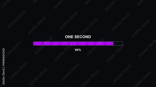 Progress bar animation for video editor use on websites or during video cutting tasks showing one second completion time