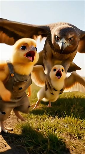 "A giant falcon kidnaps his sister Coco fights in the sky to save her 😱🐥